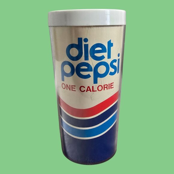Vintage Diet Pepsi One Calorie 6.5" Insulated Tumbler Cup 16 oz. Thermo Serv - Picture 1 of 7